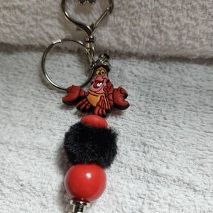 Red Crab Keychain with Black Pom Pom